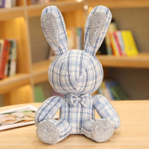 Tavşan Peluş Oyuncak Bebek - Yeşil, Gözlü, 32cm - Resim 4