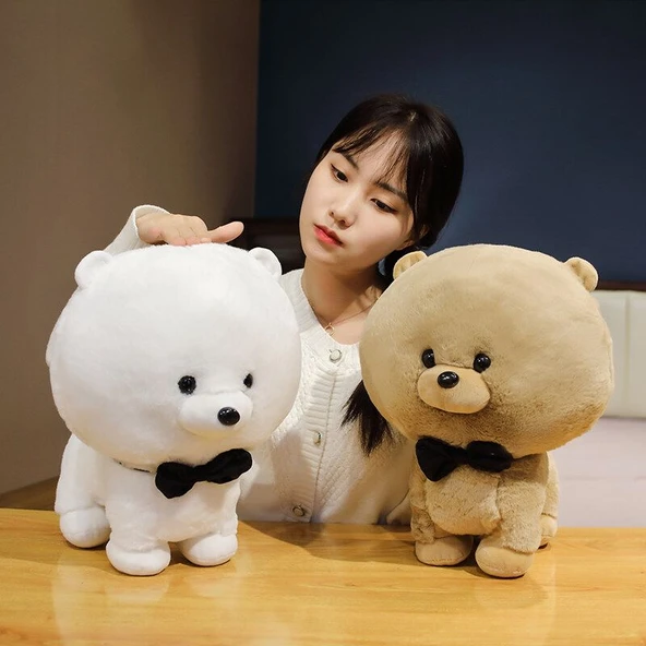 Bichon Frise Peluş Oyuncak Bebek - Kahverengi 25cm - 3