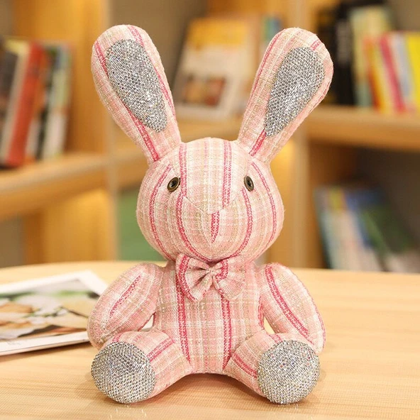 Tavşan Peluş Oyuncak Bebek - Yeşil, Gözlü, 32cm - Resim 10