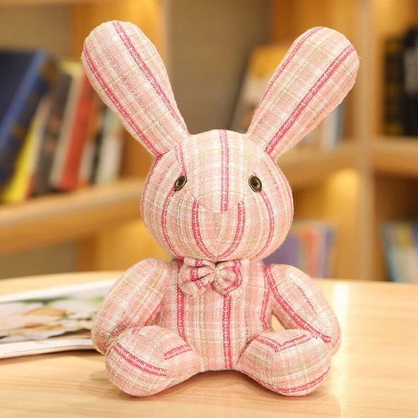 Tavşan Peluş Oyuncak Bebek - Yeşil, Gözlü, 32cm - Resim 7