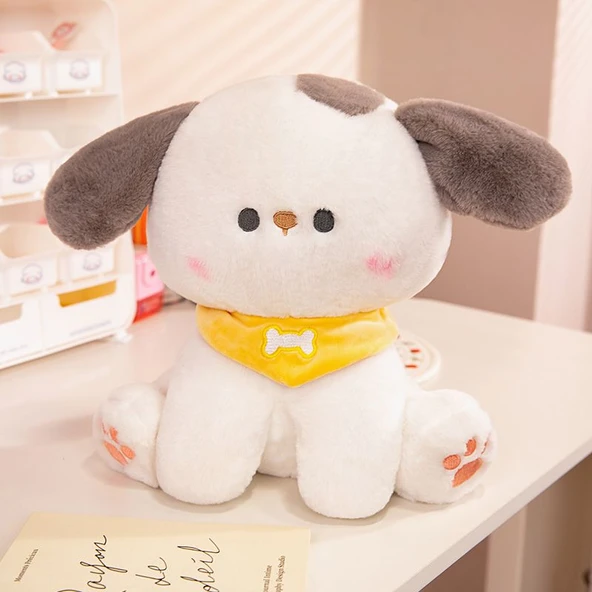 Sevimli Atkılı Köpek Peluş Oyuncak - Sarı Köpek 25cm