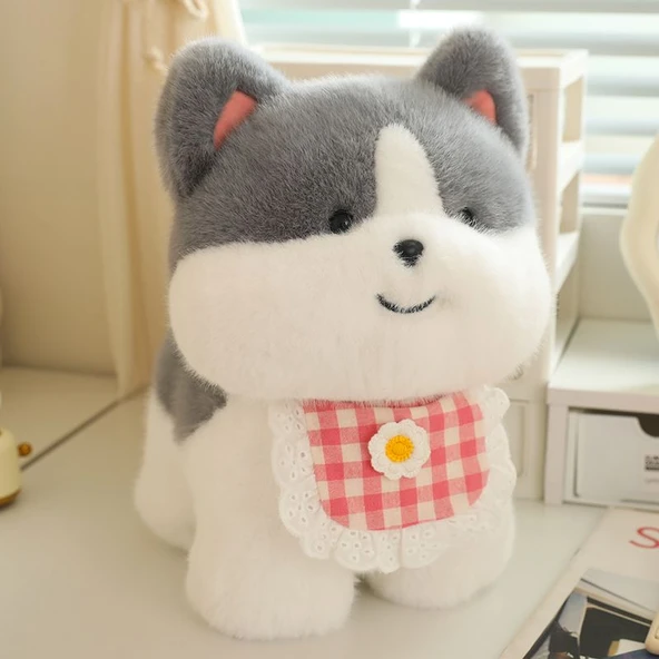 Nai Gou Dun Dun Peluş Oyuncak - Husky Pembe Önlük 20cm