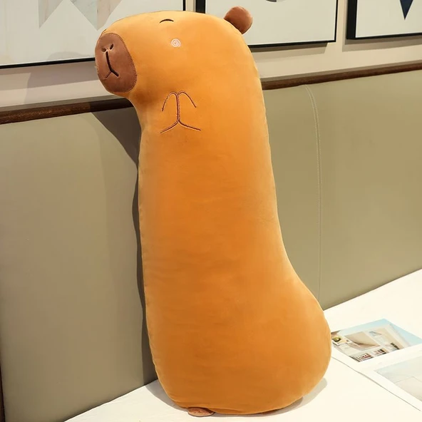 Kapibara Uzun Şerit Bacak Yastığı Peluş Oyuncak - Kahverengi 100cm