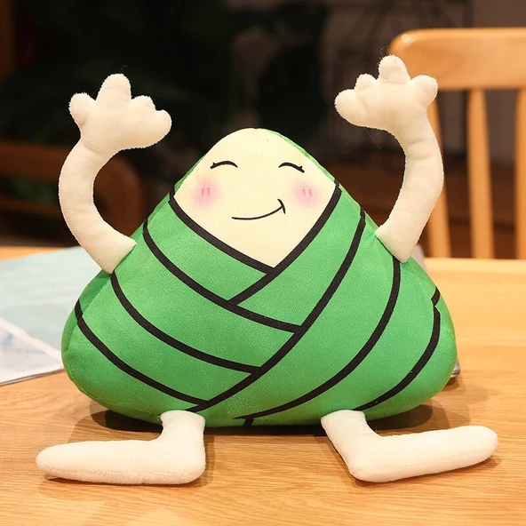 Çizgi Film Zongzi Peluş Oyuncak Bebek - Gülen Yüz 25cm - Resim 9