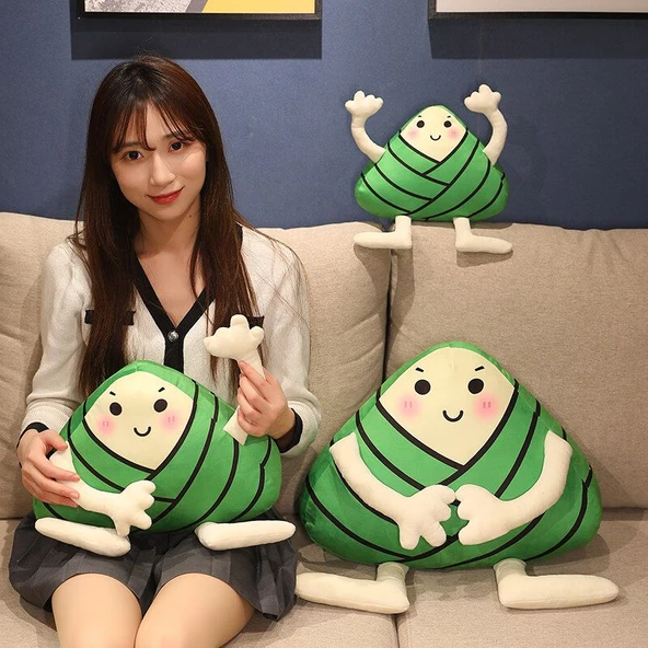 Çizgi Film Zongzi Peluş Oyuncak Bebek - Gülen Yüz 25cm - Resim 4