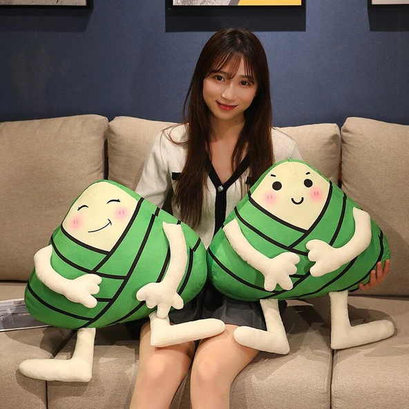 Çizgi Film Zongzi Peluş Oyuncak Bebek - Gülen Yüz 25cm - Resim 7