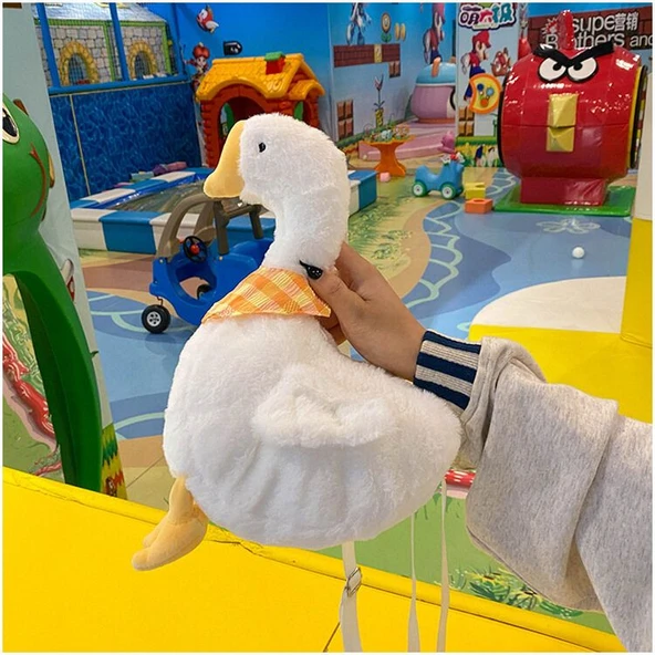 Peluş Ördek Çanta - Beyaz - 30cm - 2