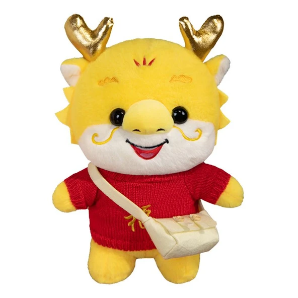30cm Peluş Ejderha Oyuncak - Çiçek Desenli Yeşil Kazaklı - 12