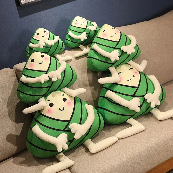 Çizgi Film Zongzi Peluş Oyuncak Bebek - Gülen Yüz 25cm - Resim 11