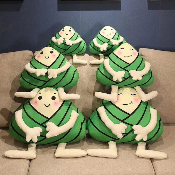 Çizgi Film Zongzi Peluş Oyuncak Bebek - Gülen Yüz 25cm - Resim 12