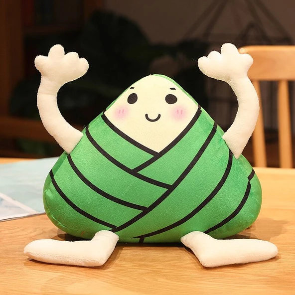 Çizgi Film Zongzi Peluş Oyuncak Bebek - Gülen Yüz 25cm - Resim 8