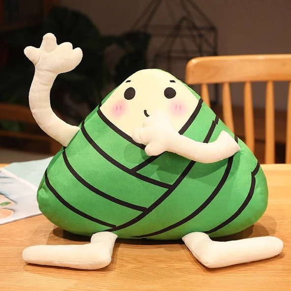 Çizgi Film Zongzi Peluş Oyuncak Bebek - Gülen Yüz 25cm - Resim 10