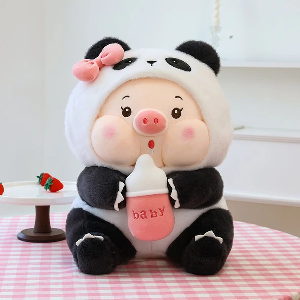 Şişe Domuz Panda Peluş Oyuncak - Resim Rengi - 50cm