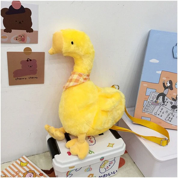 Peluş Ördek Çanta - Zencefil Sarısı - 30cm - 7