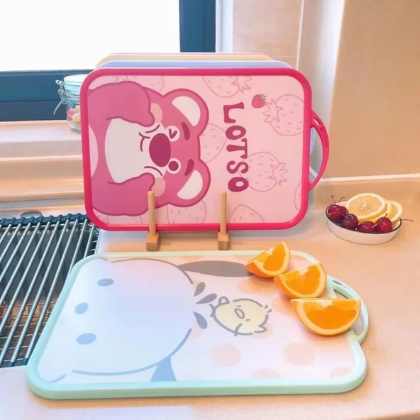 Çizgi Film Peluş Kesme Tahtası - Pembe Tavşan - 23x33x3cm - 2