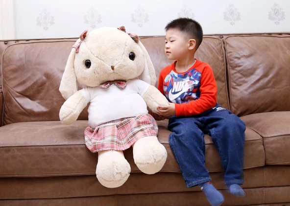 Tavşan Peluş Oyuncak - Haki Tavşan Pembe Etek - 35cm