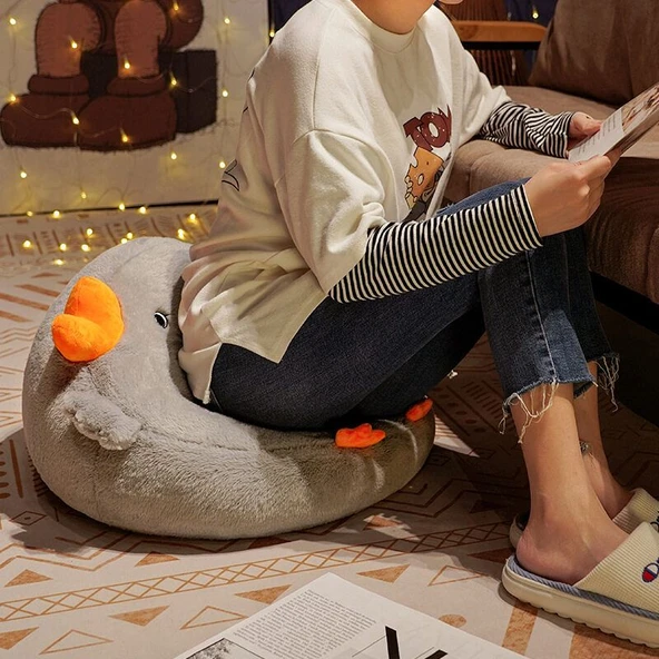 Büyük Kaz Peluş Çocuk Koltuğu - Gri - Küçük Boy - 7