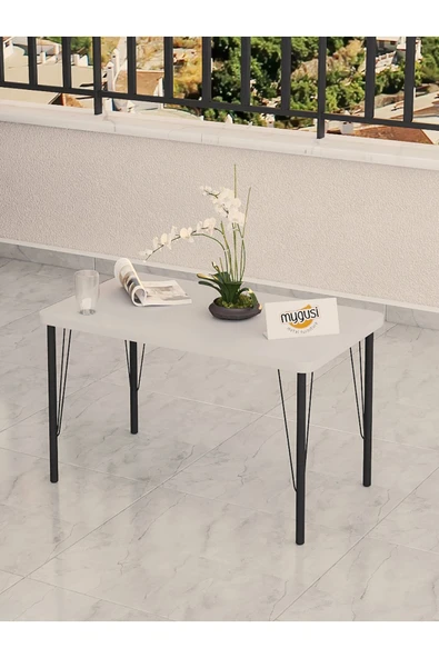 Modern Serisi Bahçe Takımı, Bahçe Mobilyası, Metal Koltuk Takımı - 3+1+1 Sehpalı - Beyaz Antrasit - 5