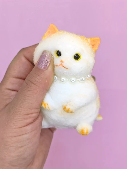 Kedi Süslü Squishy Kedi Taba Sukuşi Tüylü Yumuşacık 8 cm - Sarı - 6