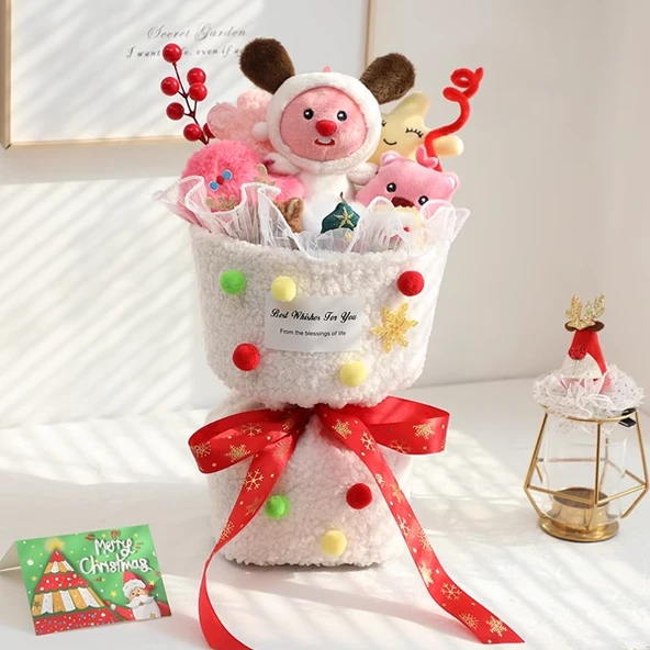 Çizgi Film Peluş Buket - Beyaz Küçük Kunduz 35cm
