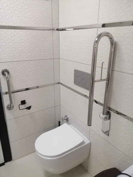 Engelli-Yaşlı Tuvalet Kağıtlıklı Tutunma Barı+40 Cm Tutamak - 3