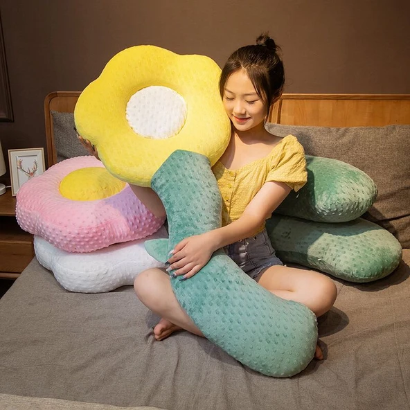 Pembe Renkli Çiçek Peluş Yastık - 130cm - 5