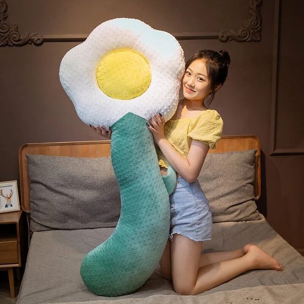 Pembe Renkli Çiçek Peluş Yastık - 130cm - 8