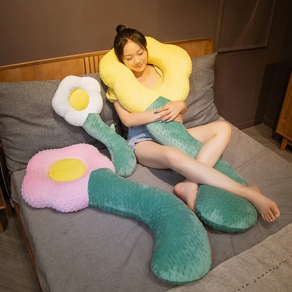 Pembe Renkli Çiçek Peluş Yastık - 130cm - 12
