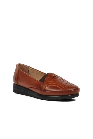 Ayakmod Taba Jel Taban Anatomik İçi Deri Kadın Casual Ayakkabı 155 Z - Resim 3