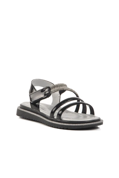 Ayakmod Siyah Rugan Cırtlı Ortopedik Kız Çocuk Sandalet 25T103 P - 3