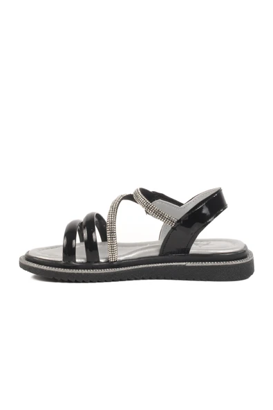 Ayakmod Siyah Rugan Cırtlı Ortopedik Kız Çocuk Sandalet 25T103 P - 2