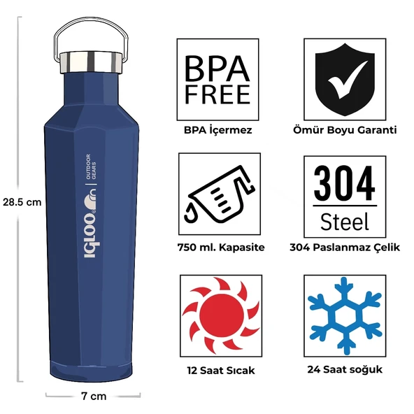 Igloo Pentagon Termos 750ml-LACİVERT - 5