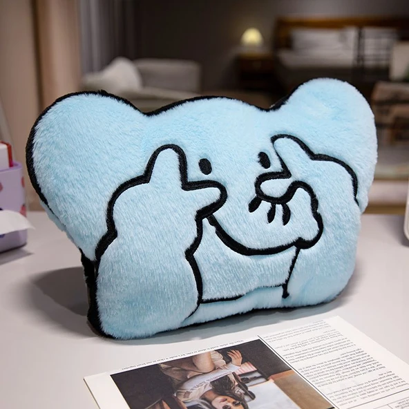 Sevimli Peluş El Isıtıcı Yastık - Süt Desenli Yastık 42x52x15 cm - 10