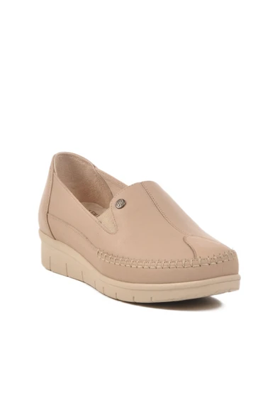 Ayakmod Krem Hakiki Deri Anatomik Kadın Casual Ayakkabı 664 Z - 3