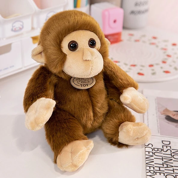 Sevimli Büyük Gözlü Maymun Peluş Oyuncak - Resim Rengi - 30cm
