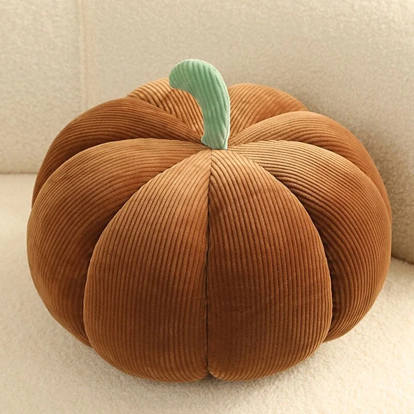 Pamuk Balkabağı Peluş Yastık - Turuncu - 75cm - 6