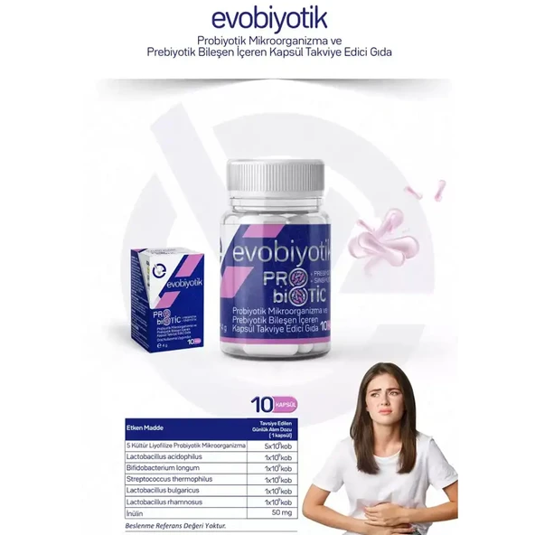 Evobiyotik Probiyotik Mikroorganizma Ve Prebiyotik İçeren 10 Kapsül - 2