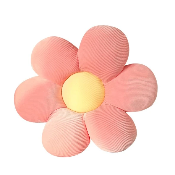 Çiçek Peluş Yastık - Pembe Yaprak Sarı Merkez 55x55cm - 8