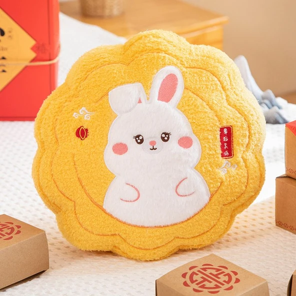 Ay Figürlü Peluş Yastık - Mutlu - Tavşan - 30cm