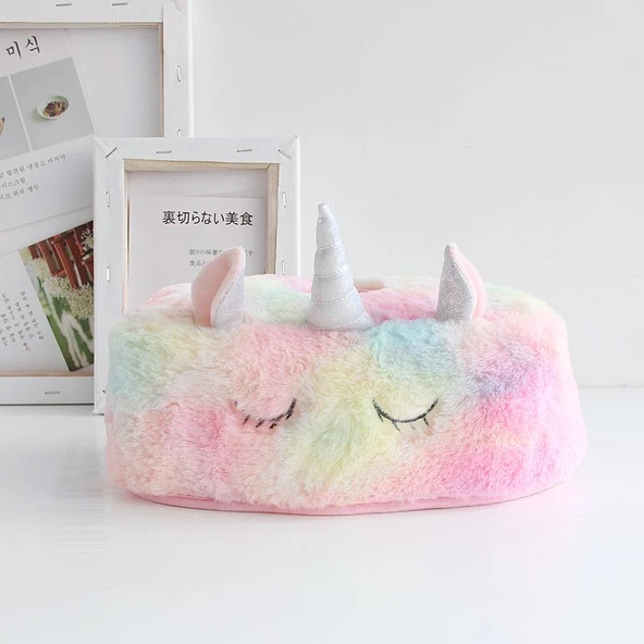 Peluş Unicorn Peçete Kutusu Kılıfı - Kare - 7