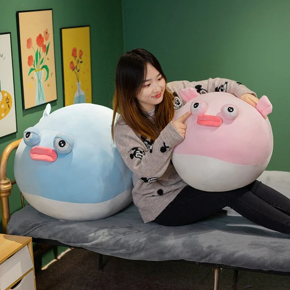 Pembe Kirpi Balığı Peluş Yastık - 30cm - 3