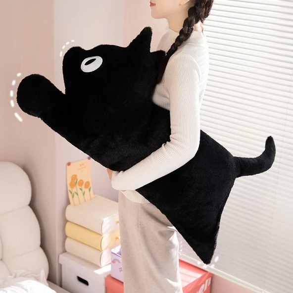 Kedi Peluş Yastık - Kırmızı - 60cm - 12
