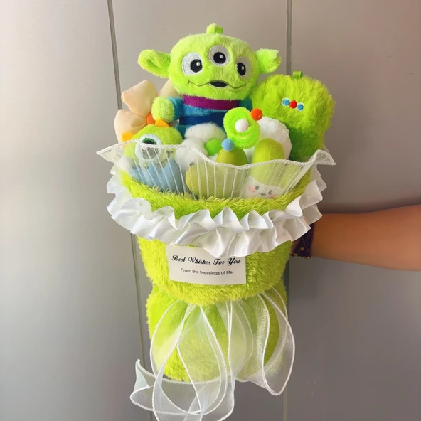 Peluş Uzaylı Buketi - Küçük Boy Chanel Tarzı - 32x20cm