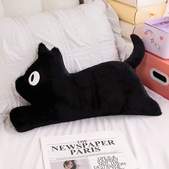 Kedi Peluş Yastık - Kırmızı - 60cm - 6