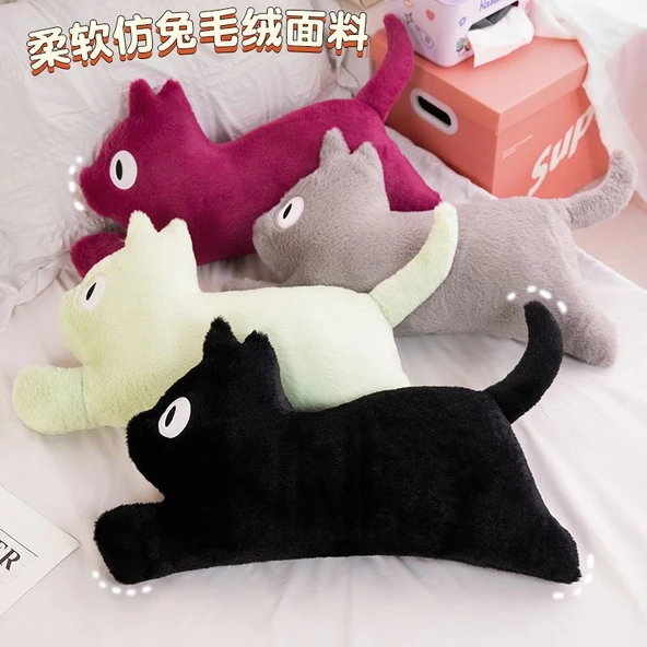 Kedi Peluş Yastık - Kırmızı - 60cm - 7