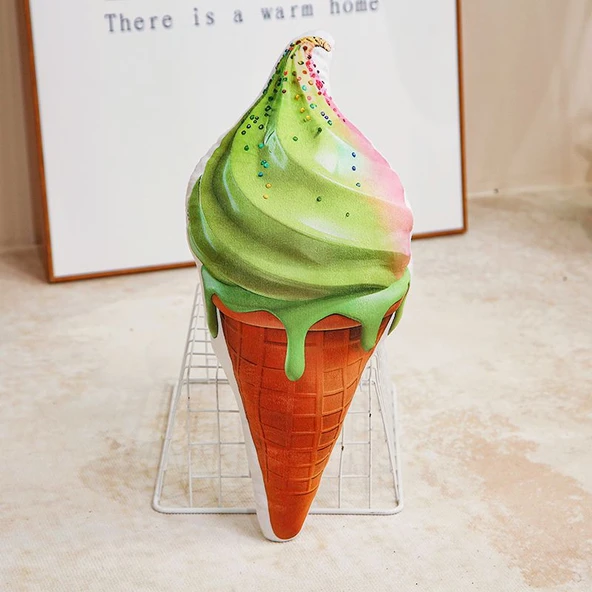 Simülasyon Dondurma Külahı Peluş Oyuncak - Matcha, 60cm