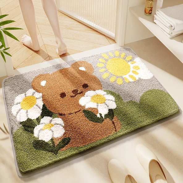 Çizgi Film Banyo Paspası 50x80cm - Çiçek Tutan