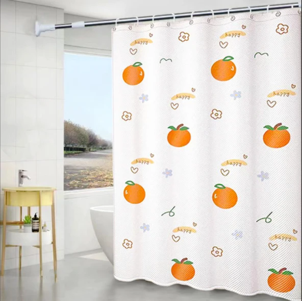 Su Geçirmez Küf Önleyici Banyo Duş Perdesi - 180x180cm - Turuncu