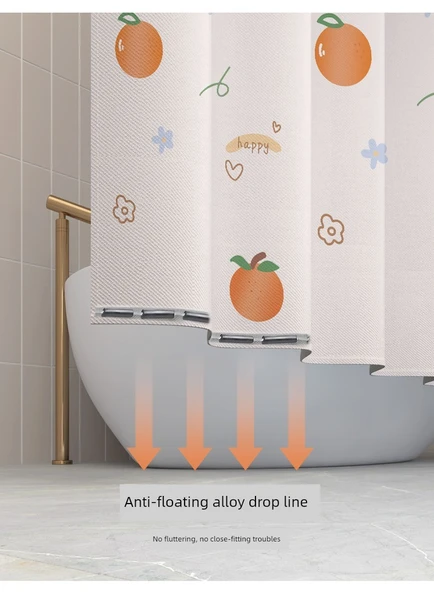 Su Geçirmez Küf Önleyici Banyo Duş Perdesi - 180x180cm - Turuncu - 11