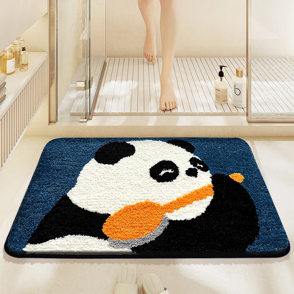 Çizgi Film Banyo Paspası 40x60cm - Panda Temizleniyor-1